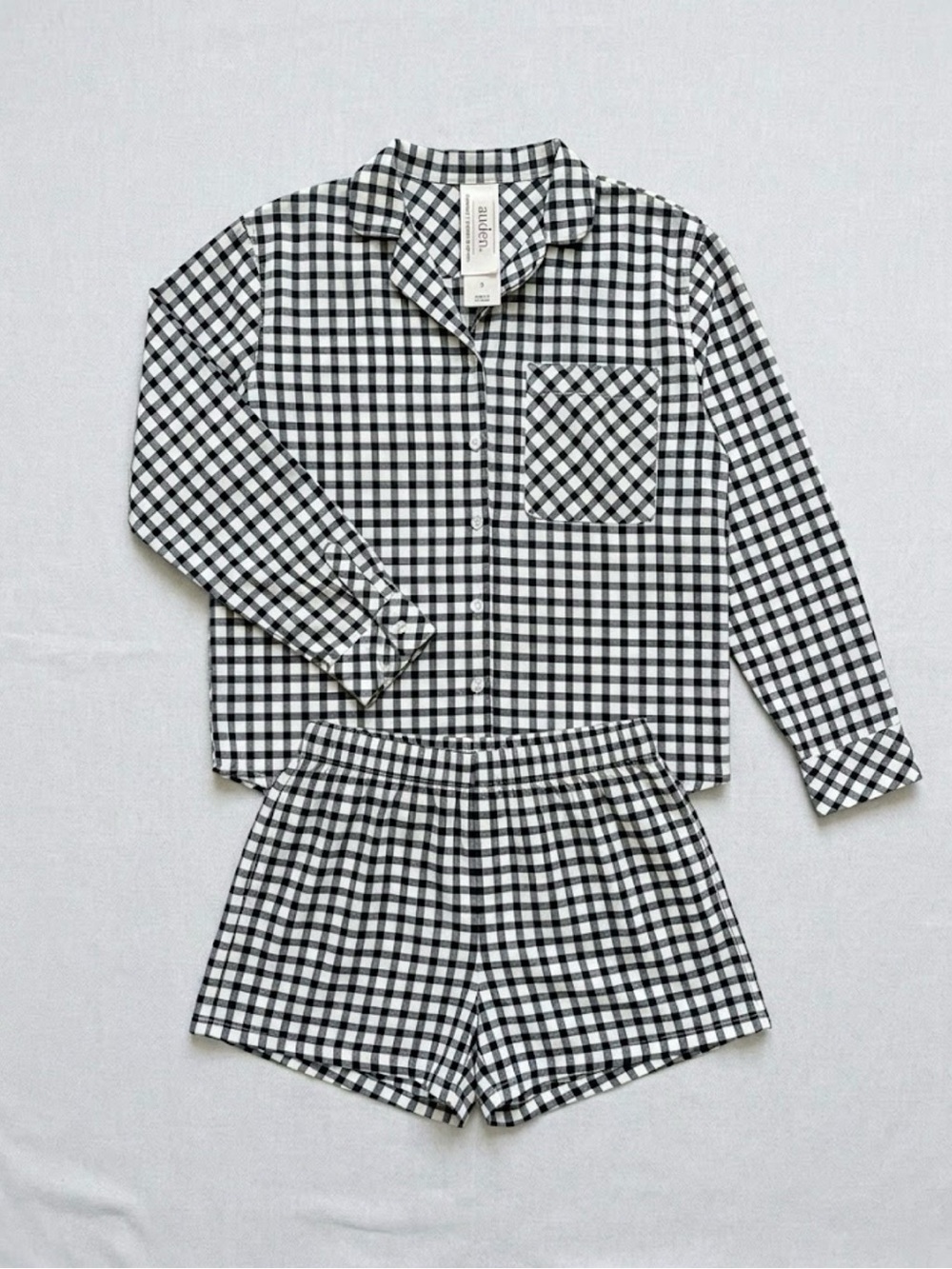 Auden Black & White Gingham 2-Piece Button-Front Pajama Set - Picture 3 of 5